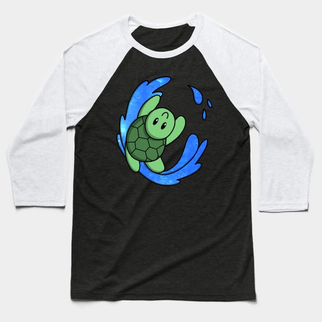 Turtle's Sparkly Wave Baseball T-Shirt by pako-valor